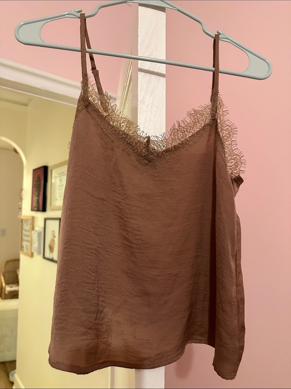 wild fable Lace-Trim Satin Cami - Brown